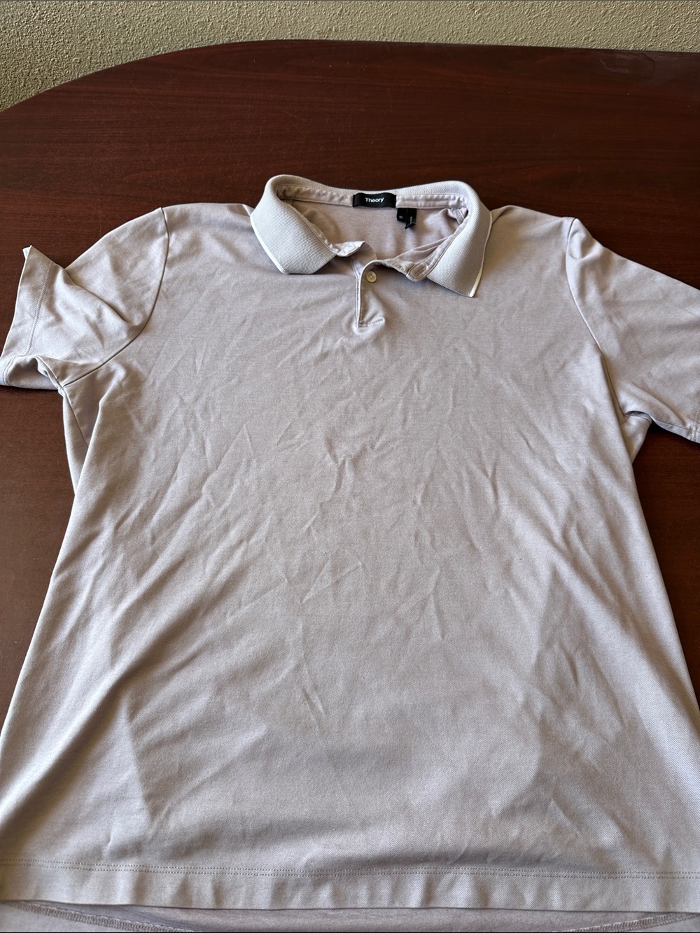 Size XL, Theory Young Men's Polo Shirt in Light Taupe
